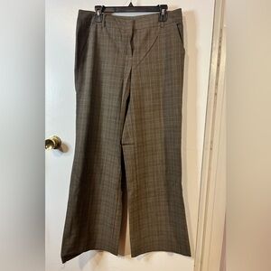 Liz Claiborne Sloane Brown Plaid Dress Pants Wide-Leg Wool Blend